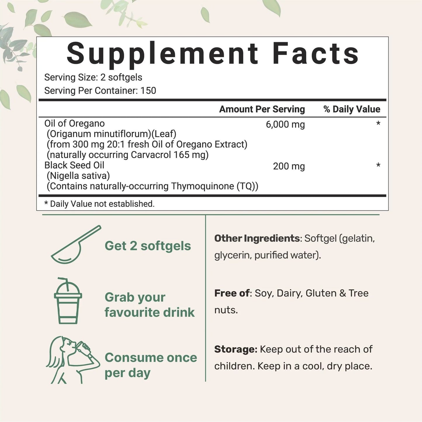 Oil of Oregano with Black Seed Oil - 180 Softgels